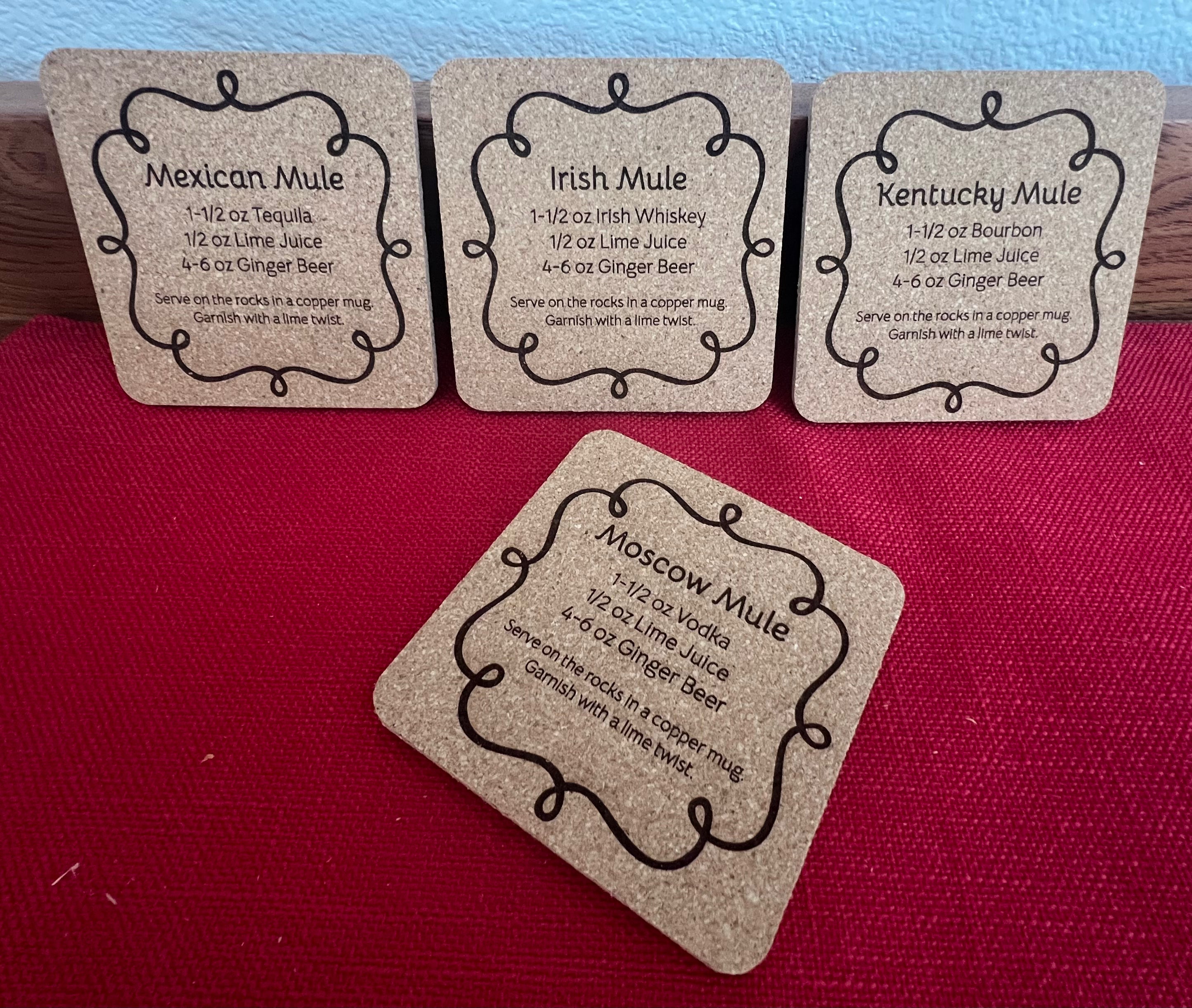 Cork Coaster Set - Mule Drink Recipes
