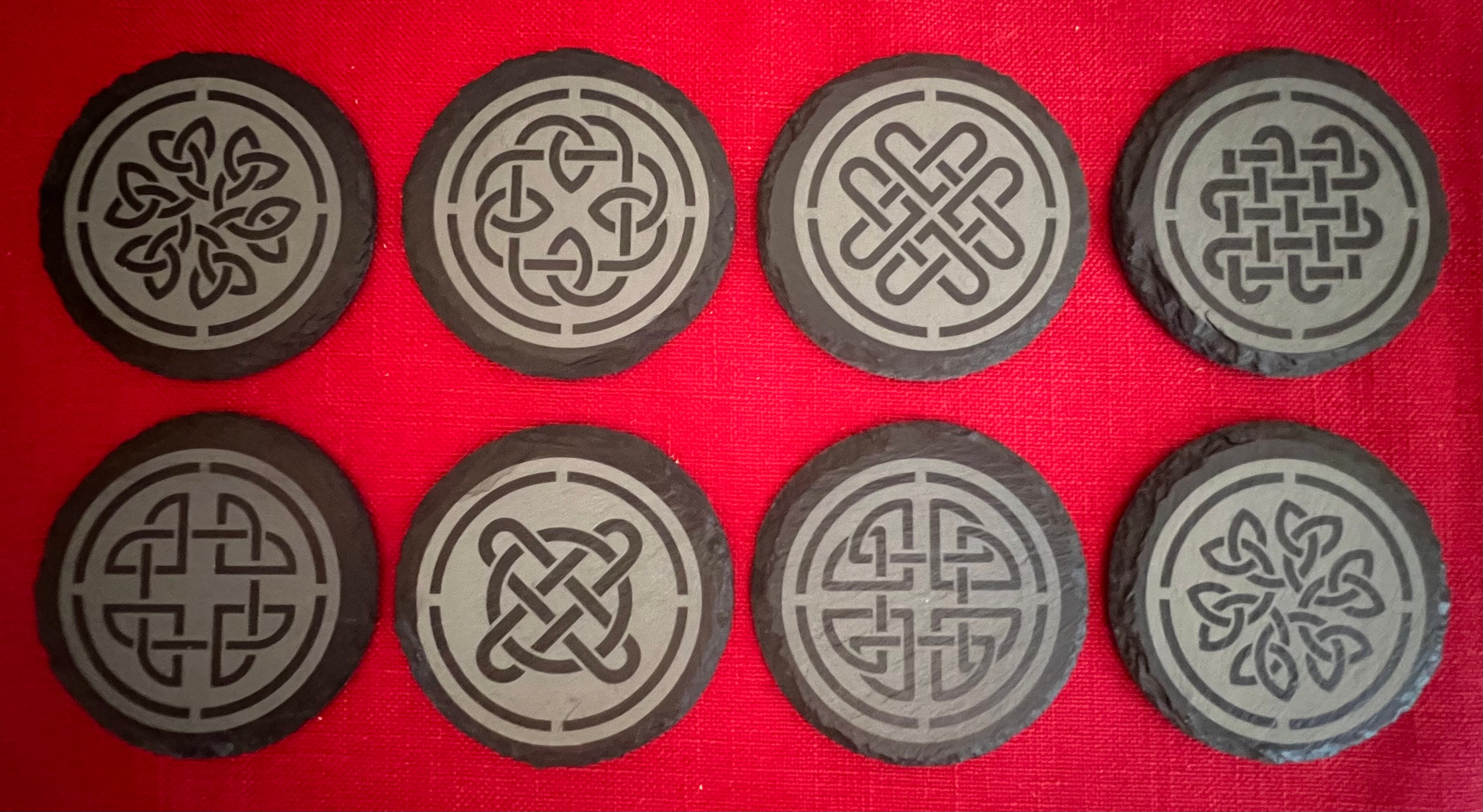 Slate Coaster Set - Celtic Knot Set of 8