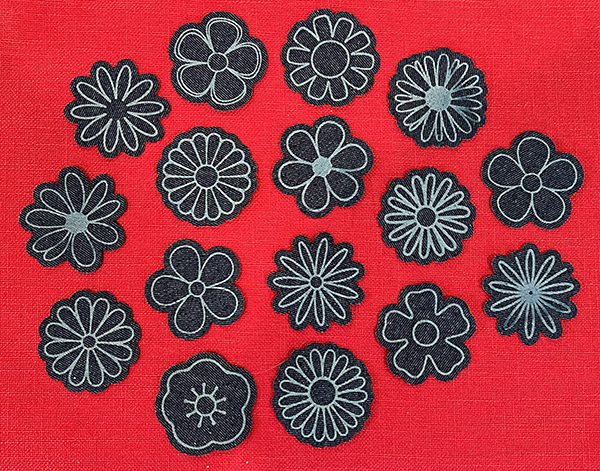 Denim Fabric Patches - Daisy Bundle of 16