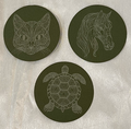 Canvas Fabric Patches - Round Mancala Animals Bundle of 3