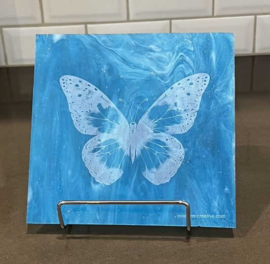 Stained Glass Butterfly - Blue 6x6"