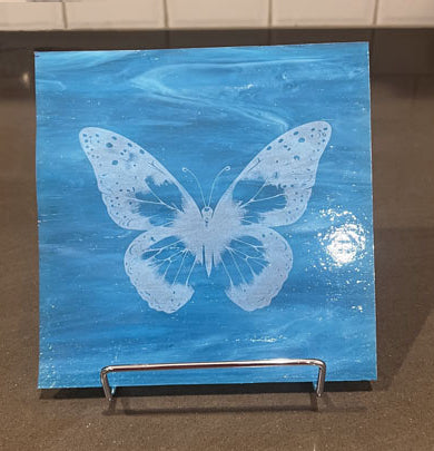 Stained Glass Butterfly - Blue 6x6"