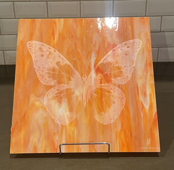 Stained Glass Butterfly - Orange 11 3/8x11 1/2"