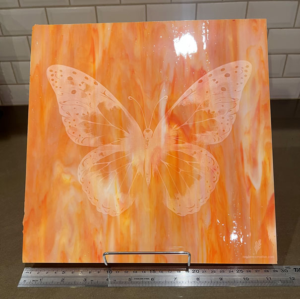 Stained Glass Butterfly - Orange 11 3/8x11 1/2"