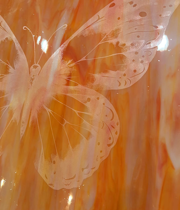 Stained Glass Butterfly - Orange 11 3/8x11 1/2"